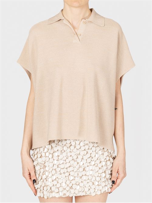 Boxy fit polo in organic cotton and lurex FABIANA FILIPPI | MAD275F505L2331261